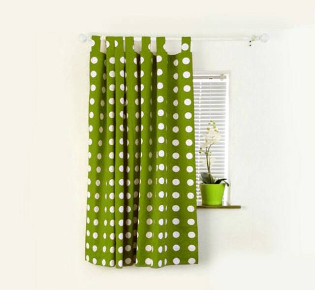 Cafe Curtain Window Valance/Window Treatment Topper/Kitchen/Kids Nursery, Children Playroom/Shower PanelGreen Polka Dots, Free Gift - image 1