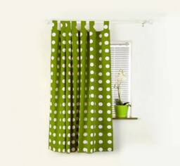 Cafe Curtain Window Valance/Window Treatment Topper/Kitchen/Kids Nursery, Children Playroom/Shower PanelGreen Polka Dots, Free Gift - thumbnail 1