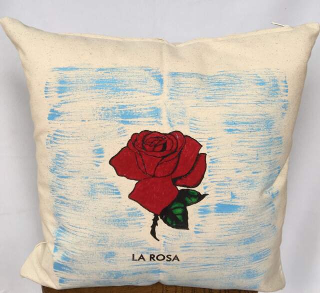 La Rosa Pillow Cover. Hand Painted Decorative Gift Friendly