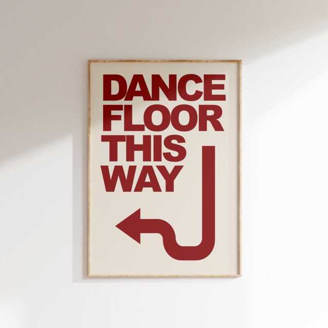 Dance Floor This Way Print Retro Disco Music Poster, Wall Art Decor - image 1