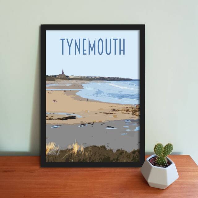 Tynemouth Travel Poster - Retro Longsands Beach Art Print - image 1
