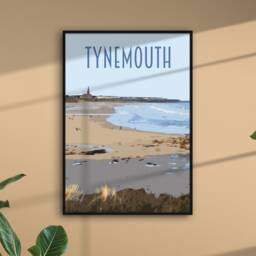 Tynemouth Travel Poster - Retro Longsands Beach Art Print - thumbnail 3