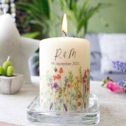 Wild Flower Anniversary Candle - Personalised Nature Lover Gift- Gift Valentines Day Colourful - thumbnail 1