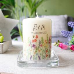 Wild Flower Anniversary Candle - Personalised Nature Lover Gift- Gift Valentines Day Colourful - thumbnail 2