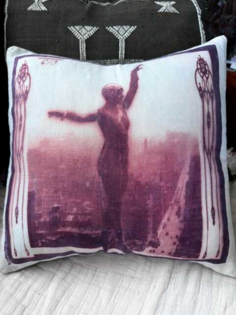 Vintage Flapped Ballerina Ephemera Photo Linen Decorative Pillow Cover Ooak - image 1