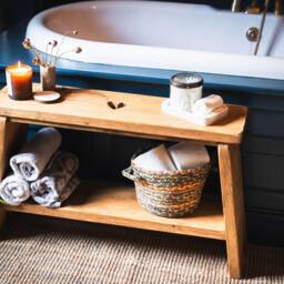 Rustic Wooden Bench With Shelf, Farmhouse Entryway Decor - thumbnail 3