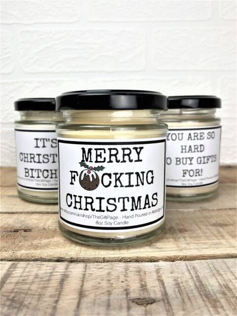 Rude Merry Christmas Soy Candle - Novelty Gift - image 1
