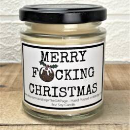 Rude Merry Christmas Soy Candle - Novelty Gift - thumbnail 2