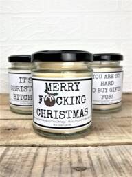Rude Merry Christmas Soy Candle - Novelty Gift - thumbnail 1