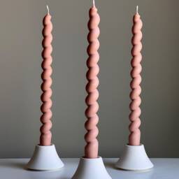 Tall Twisted Soy Wax Taper Candle Handmade Pastel Decor - thumbnail 2