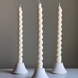 Tall Twisted Soy Wax Taper Candle Handmade Pastel Decor - thumbnail 3