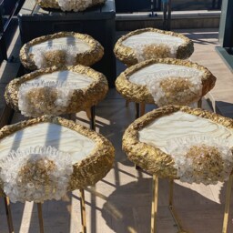 Handmade Geode Quartz Coffee Table Gold Epoxy Resin, Marble Effect - 57cm - thumbnail 4