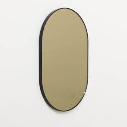 Capsula??? Capsule Shape Bronze Tinted Modern Mirror With Black Frame, Xl - thumbnail 2