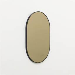 Capsula??? Capsule Shape Bronze Tinted Modern Mirror With Black Frame, Xl - thumbnail 1