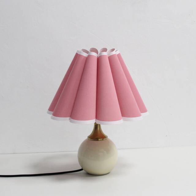 Handmade Pink Fabric Table Lamp Ceramic Base Home Decor - image 1