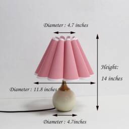 Handmade Pink Fabric Table Lamp Ceramic Base Home Decor - thumbnail 2