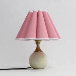 Handmade Pink Fabric Table Lamp Ceramic Base Home Decor - thumbnail 3