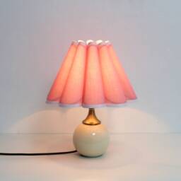 Handmade Pink Fabric Table Lamp Ceramic Base Home Decor - thumbnail 4