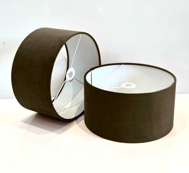 New Handmade Dark Brown Velvet Drum Lamp Shade Suitable For Tables & Ceilings With White Lining All Shapes Available Sizes On Demand - image 1