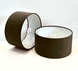 New Handmade Dark Brown Velvet Drum Lamp Shade Suitable For Tables & Ceilings With White Lining All Shapes Available Sizes On Demand