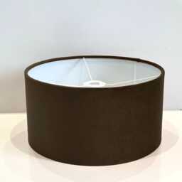 New Handmade Dark Brown Velvet Drum Lamp Shade Suitable For Tables & Ceilings With White Lining All Shapes Available Sizes On Demand - thumbnail 2