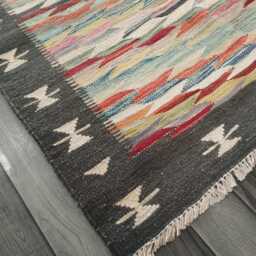 Handmade Afghan Kilim Rug, Multicolour Artisan Turkish Persian Navajo Flatweave, Natural Wool, Tribal Geometric Design 151x104 cm - thumbnail 4