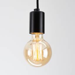 Elvin Single Ceiling Pendant Lamp - Black Swag Hook You Choose We Build Textile Cable Color Cord - thumbnail 2