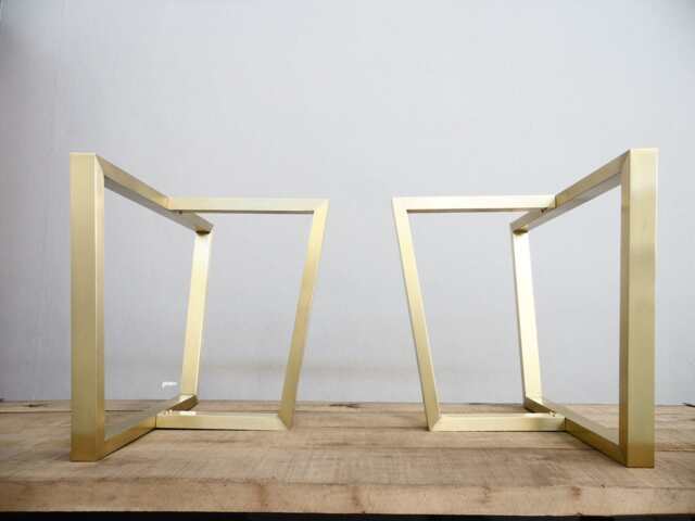 "Brass Trapezoid Dining Table Legs , H 28"" X W L 16"" Customizable Height 26"" - 30" - image 1