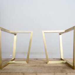 "Brass Trapezoid Dining Table Legs , H 28"" X W L 16"" Customizable Height 26"" - 30" - thumbnail 2
