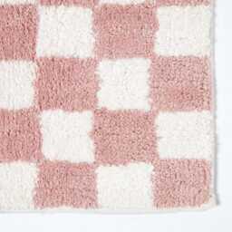 100% Cotton Non-Slip Bath Mat - Super Absorbent, Quick Dry, Soft Chequered Bathroom With Latex Backing, 50x80cm Washable - thumbnail 2