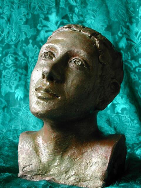 Painted Terracotta Sculpture One-Of-A-Kind Young Man Bust - 7x5x5 - image 1