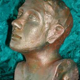 Painted Terracotta Sculpture One-Of-A-Kind Young Man Bust - 7x5x5 - thumbnail 4
