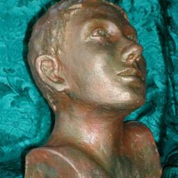 Painted Terracotta Sculpture One-Of-A-Kind Young Man Bust - 7x5x5 - thumbnail 2