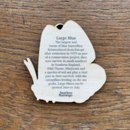 Large Blue Spring Butterfly Wooden Decoration Hand-Illustrated Birch Ornament - thumbnail 3