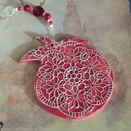 Pomegranate, Rosh Hashanah, Ceramic Pomegranate Red Wall Decor, Abundance Charm, Jewish Symbols, Fertility Art - thumbnail 3