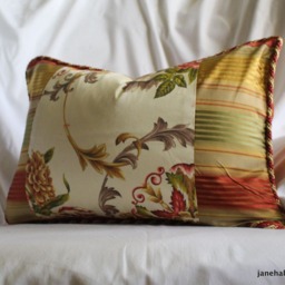 "Terra Cotta Silk Pillow Cover Bohemian Floral Accent - 14""x 20" - thumbnail 2