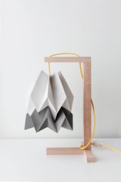 Origami Lamp Shade - Table Light Grey With Alpine Stripe Wooden Structure - thumbnail 1