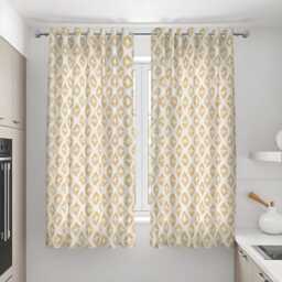 Beige Geometric Curtains, Neutral Modern Pattern Drapes, Custom Window Panels For Living Room Bedroom Minimal Decor - thumbnail 3