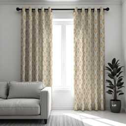 Beige Geometric Curtains, Neutral Modern Pattern Drapes, Custom Window Panels For Living Room Bedroom Minimal Decor - thumbnail 1