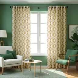Beige Geometric Curtains, Neutral Modern Pattern Drapes, Custom Window Panels For Living Room Bedroom Minimal Decor - thumbnail 4