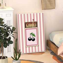 Vintage Lucky 8 Ball Cherry Matchbox Stripe Art Canvas Poster, Wall Art, Apartment Aesthetic Decor, Retro Home Printed Gift - thumbnail 3