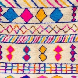 Vibrant Multi-Color Moroccan Rug, Neon Pink & Azure Blue Geometric Carpet, Handmade Abstract Wool Maximalist Eclectic Area Rug - thumbnail 2