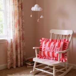 Personalized Ruffle Cushion Handmade Punch Needle Boho Nursery Decor - thumbnail 4
