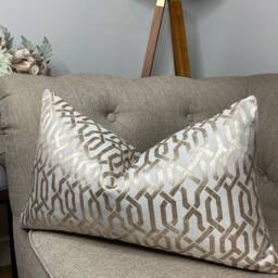 "Geo Luxury Textured Rectangle Cushion Cover, Pillow Cover Size 12"" X 20" - thumbnail 1