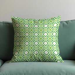 Green Geometric Cushion Cover, Modern Retro Throw Pillow Bold Circle & Pattern Living Room Decoration - thumbnail 1