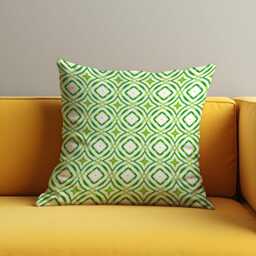 Green Geometric Cushion Cover, Modern Retro Throw Pillow Bold Circle & Pattern Living Room Decoration - thumbnail 3