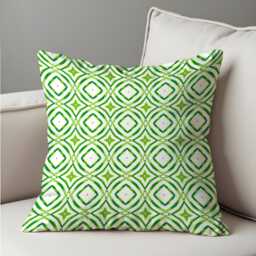 Green Geometric Cushion Cover, Modern Retro Throw Pillow Bold Circle & Pattern Living Room Decoration - thumbnail 4