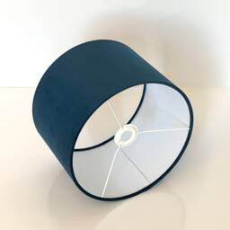 New High Quality Upholstery Velvet Fabric Lamp Shade Pendant Light Drum Shape Midnight Blue - thumbnail 2