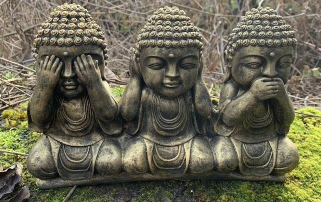 stone Garden See Hear Speak No Evil Buddha Cute Ornaments - image 1