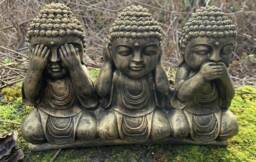 stone Garden See Hear Speak No Evil Buddha Cute Ornaments - thumbnail 1